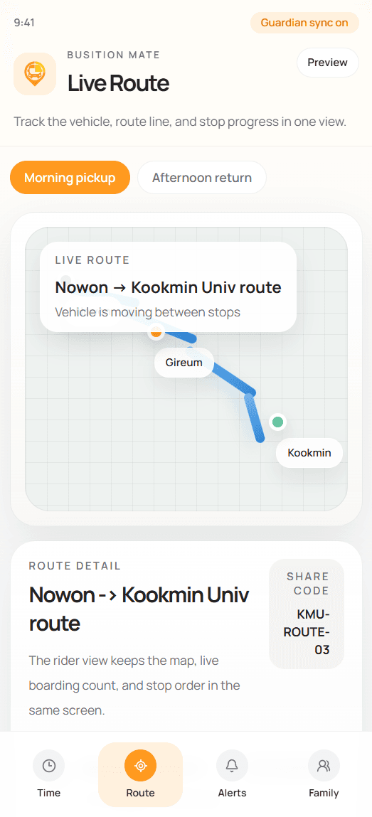 Busition Mate live route preview